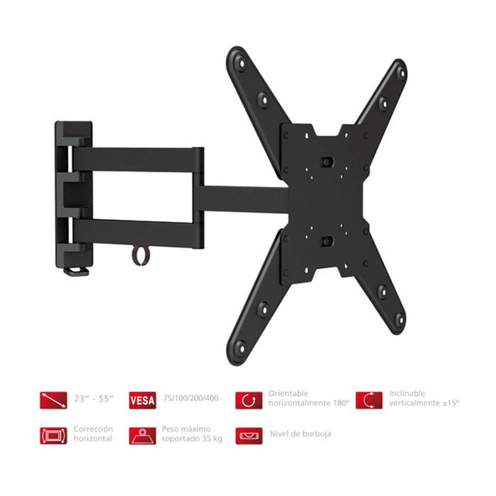 Fonestar STV-683N Soporte de Pared para TV 23-55 Pulgadas, Orientable e Inclinable, hasta 35 kg, VESA 75/100/200/400, Negro